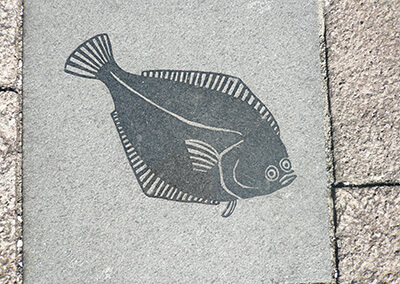 地面の魚の絵