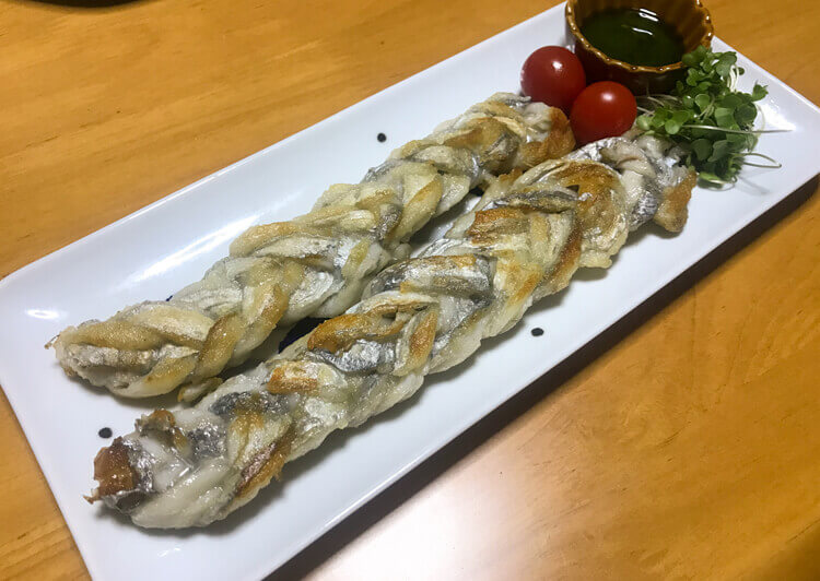 タチウオの四つ編み焼き