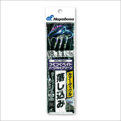 02_ ルアータックル落し込み つくつくベイトパープル&グリーン 3本鈎