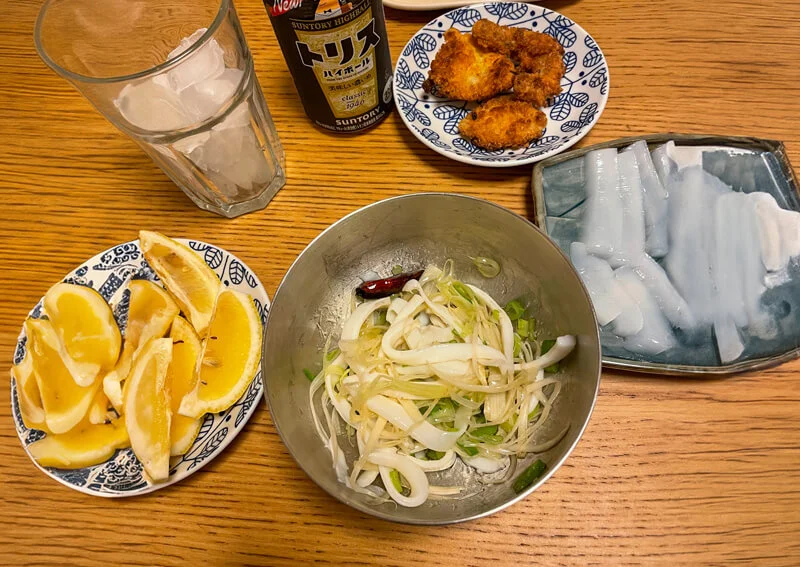 ごま油と鷹の爪の和え物